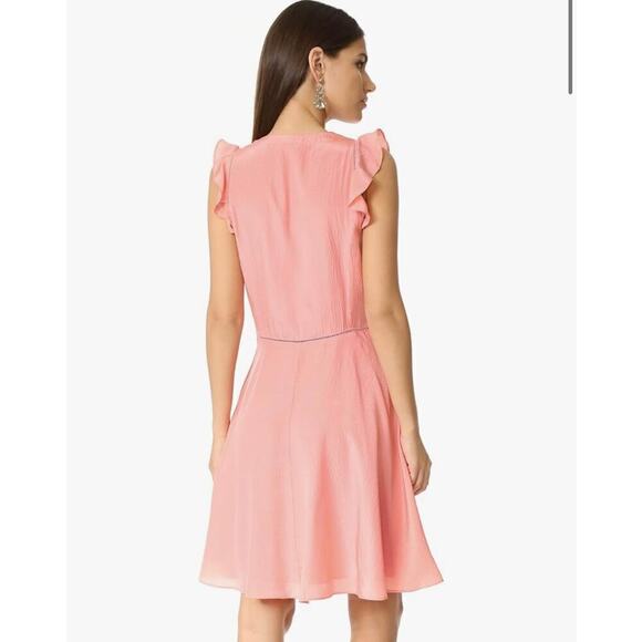 Rebecca Taylor Silk Flutter A-Line Dress Size 4 peach - Picture 2 of 11